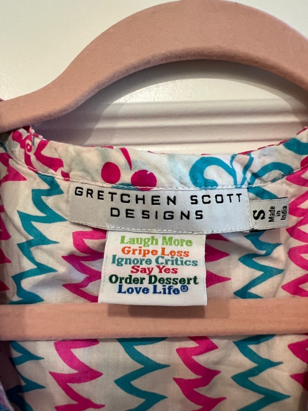 Gretchen Scott Designs Pink & Turquoise Dragon Print Mini Dress - Picture 2 of 16